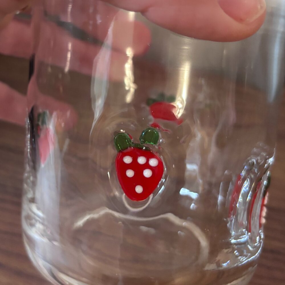 NWOB Anthropologie Beaded Icon Juice Glass in Strawberry - Picture 3 of 3